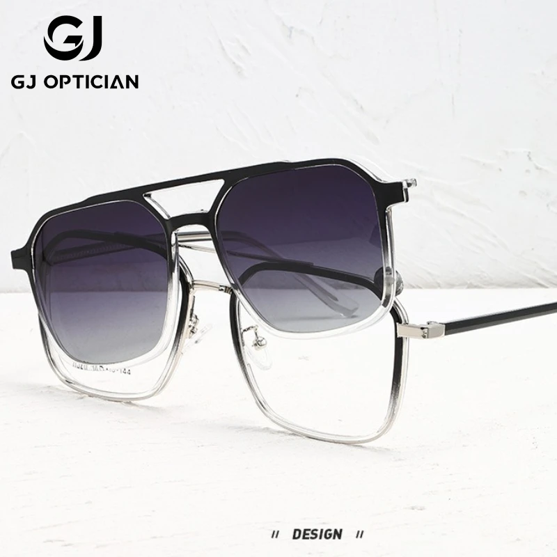 GJ OPTICIAN Pilot двойной луч магнитные солнцезащитные очки двойного назначения поляризационные солнцезащитные очки мужские очки для чтения с защитой от синего света близорукости