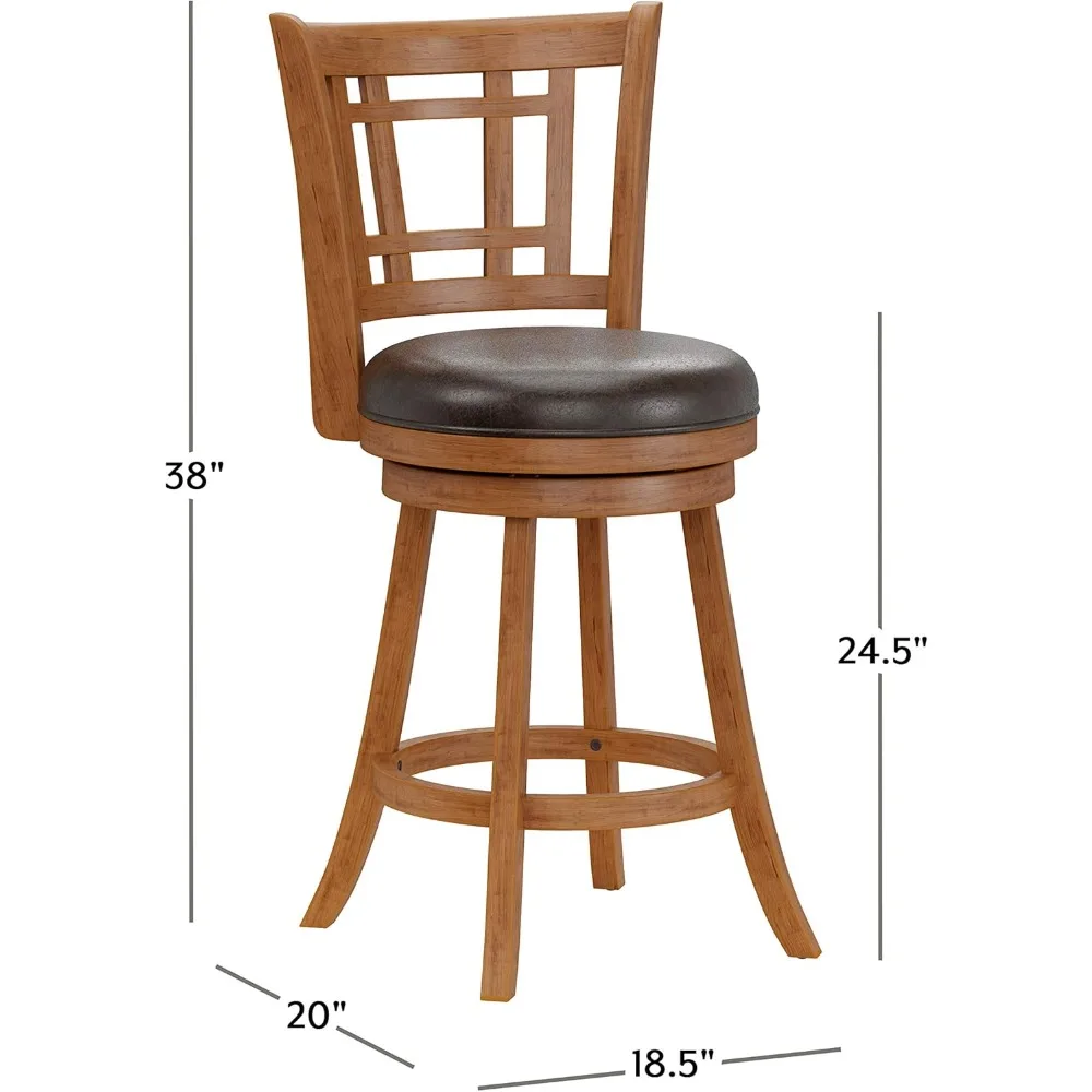 Fairfox-Swivel Cozinha Counter Stool, carvalho, 24,5 "alta