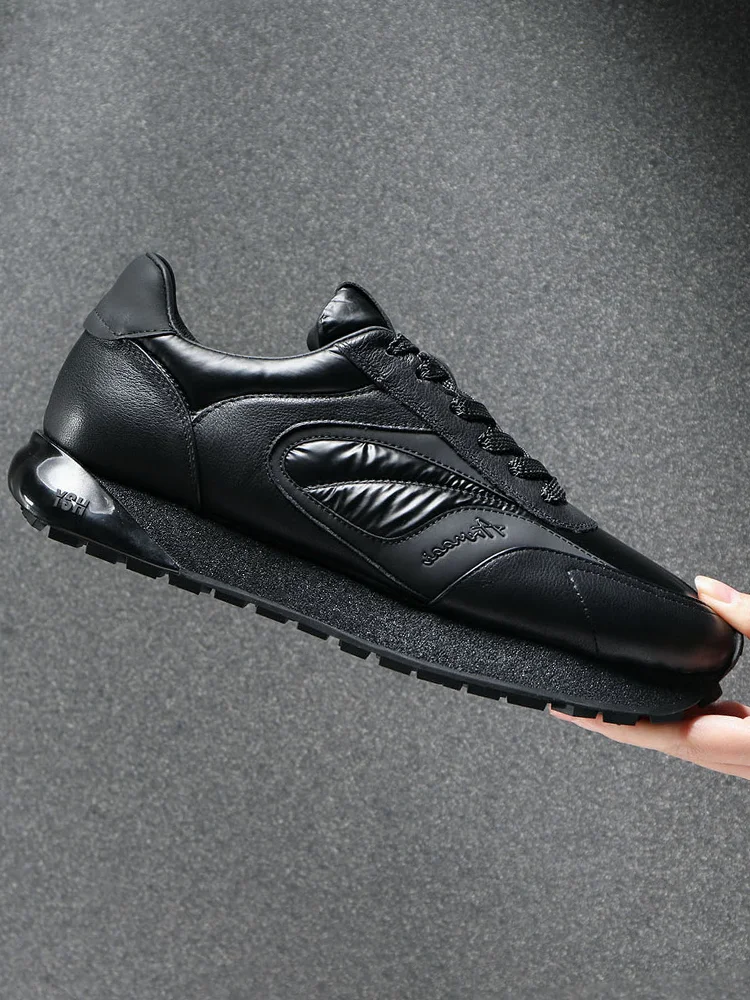 

Genuine Leather Men's Casual oes Winter Thi Bot Sport oes Faionable All-Match Pure Color High-End Men's oes