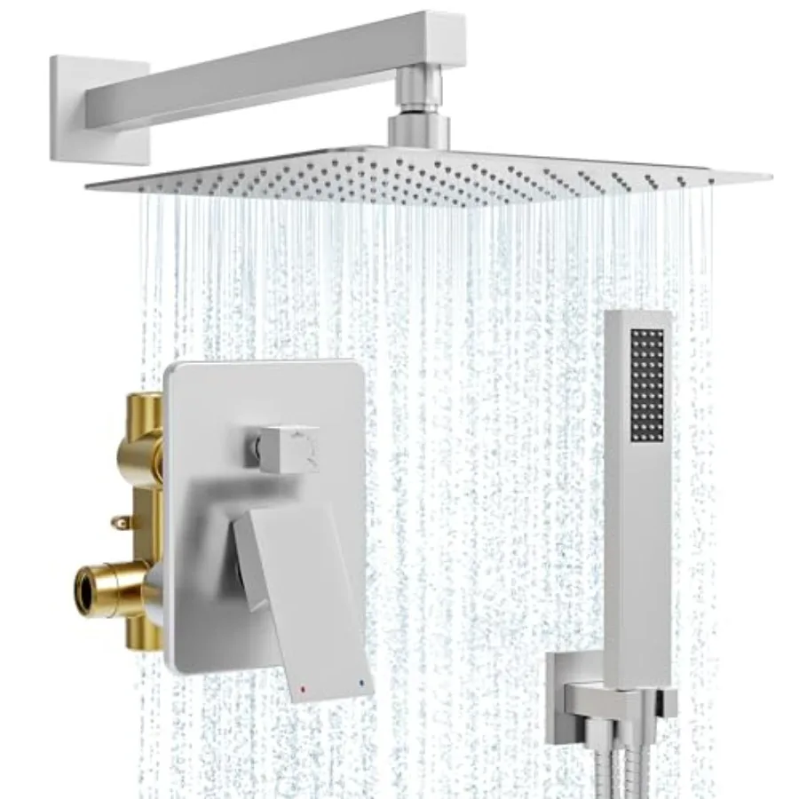 

Shower System, 10'' High Pressure Brushed Nickel Shower Head with Handheld Spray Combo, Included 59'' Shower Hose, Shower Trim