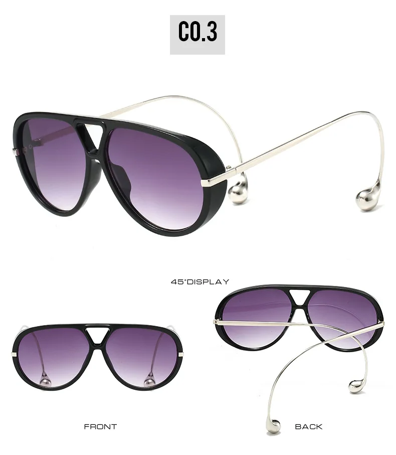 Vintage übergroße Piloten-Sonnenbrille, Unisex, Doppelbrücke, UV400-Schutz, modischer Punk-Stil, weibliche Farbtöne, beliebte Brillen – Detail 8
