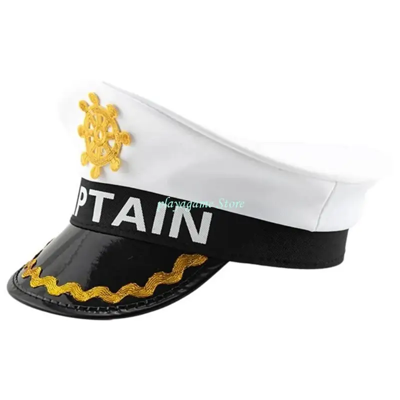 Y88A الطيار قبعة للكبار تأثيري زي حفلة البحرية بحار قبعة لموضوع حفلة مرحلة العروض الكابتن قبعة فستان أغطية الرأس