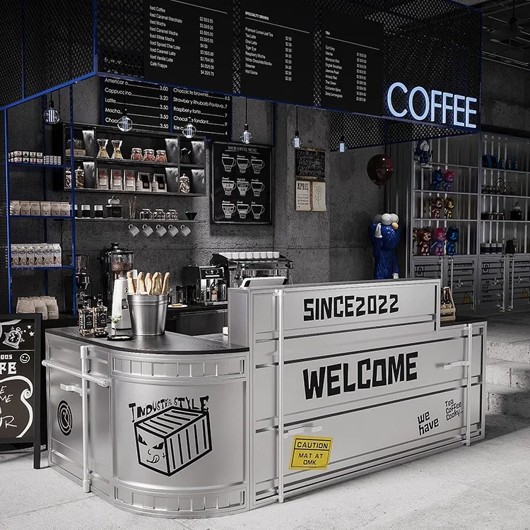 Industrial style bar barbecue shop retro creative front desk gym container pick-up