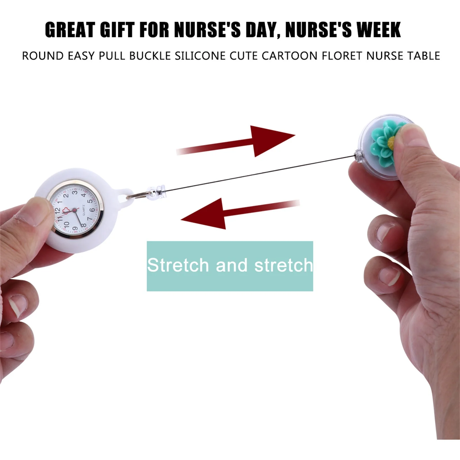 3-delige verpleegstershorloges siliconen intrekbare cartoon bloemclip lichtgewicht quartz horloge praktisch cadeau voor werk