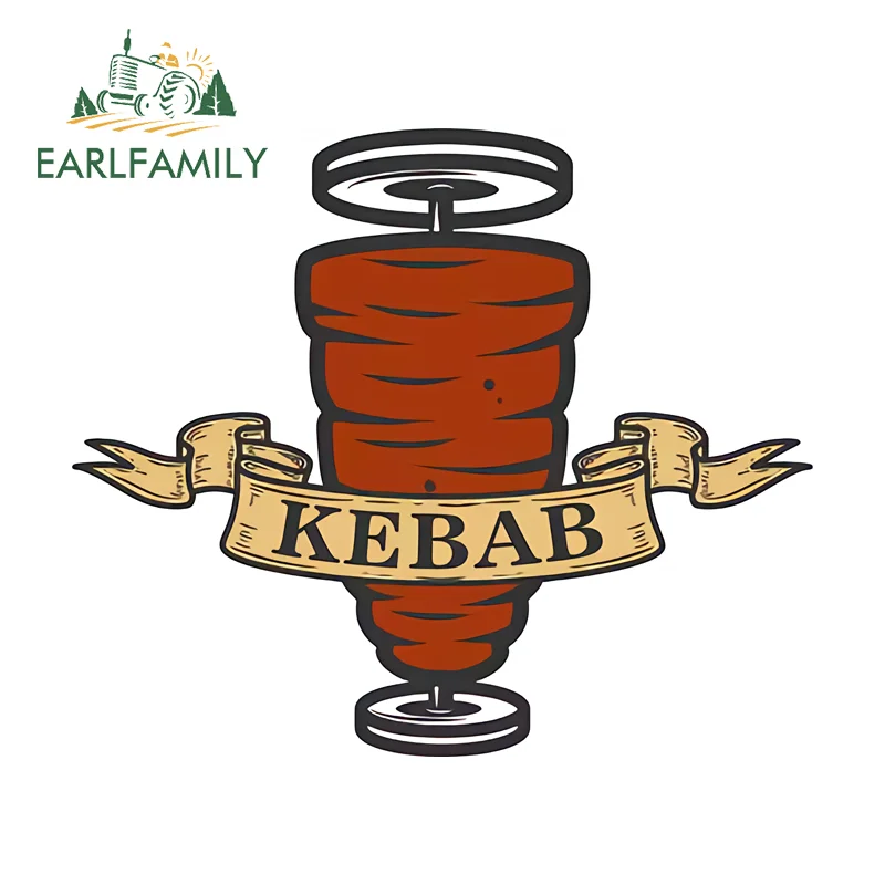 

EARLFAMILY For Kebab Emblem Windshield Refrigerator Car Sticker 3D Vinyl Waterproof Scratch-Proof Decal Funny Car Decoration