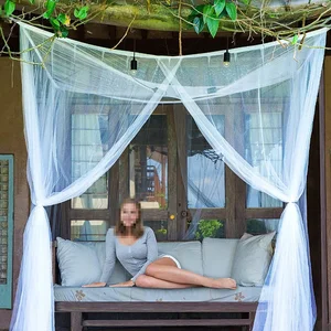 Rede mosquiteira branca para cama dupla de quatro cantos, dossel de cama, rede mosquiteira completa, queen, king size, cortinas de cama 10 principais vendas rede mosquiteira king size - №8