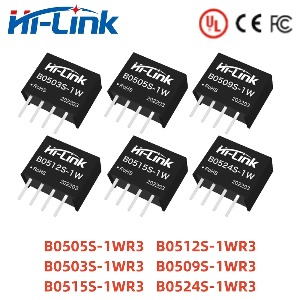 

Hilink 5V to 3.3V 5V 9V 12V 15V 24V B0505S-1WR3 B0512S-1WR3 UL Certificated 1W Output DC DC Power Supply Module Isolation