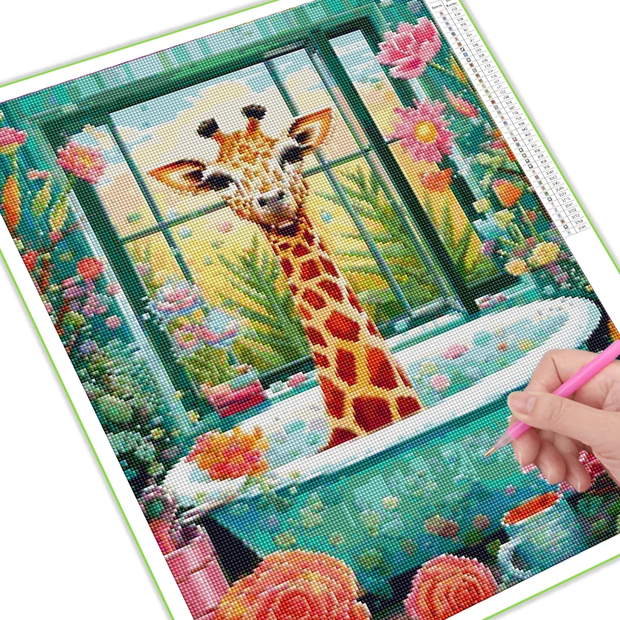 Diy Full Mosaic Art  Giraffe Tiger Orangutan Zebra Diamond Painting New Collection Funny Bathroom Animal Bath Embroidery Picture