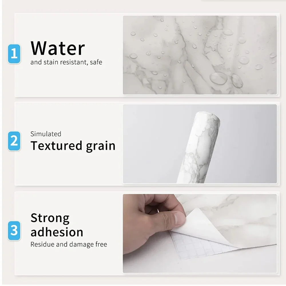 Marble Vinyl Self Adhesive Wallpaper for Bathroom Kitchen Cupboard Table Wall Contact Paper PVC Waterproof Wall Stickers