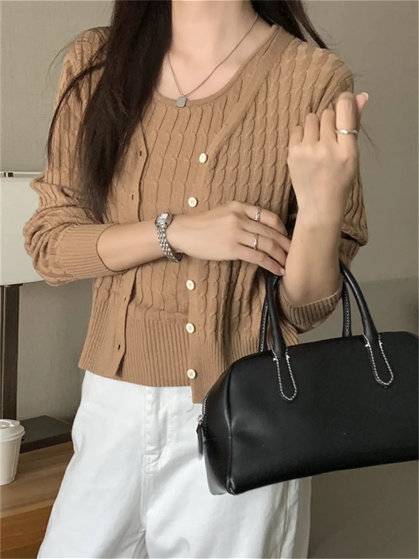 

Alien Kitty Gentle Lady Sweaters Slim New Knitted Women Chic Solid Autumn Loose Soft 2024 Casual Office Wear High Street Coats