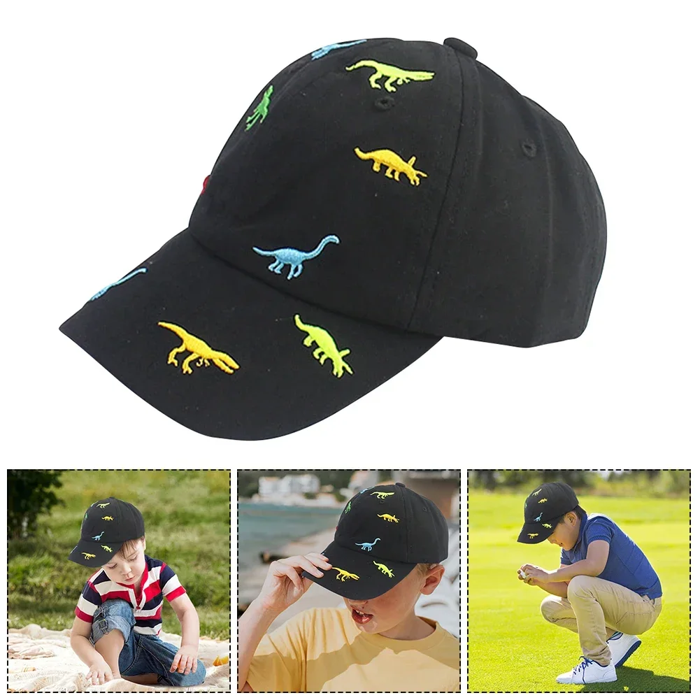 Cotton Little Dinosaur Embroidery Hat Cartoon Dinosaur Pattern Summer Cap Cute Toddlers Sun Hat UV Protection for Babys Toddlers