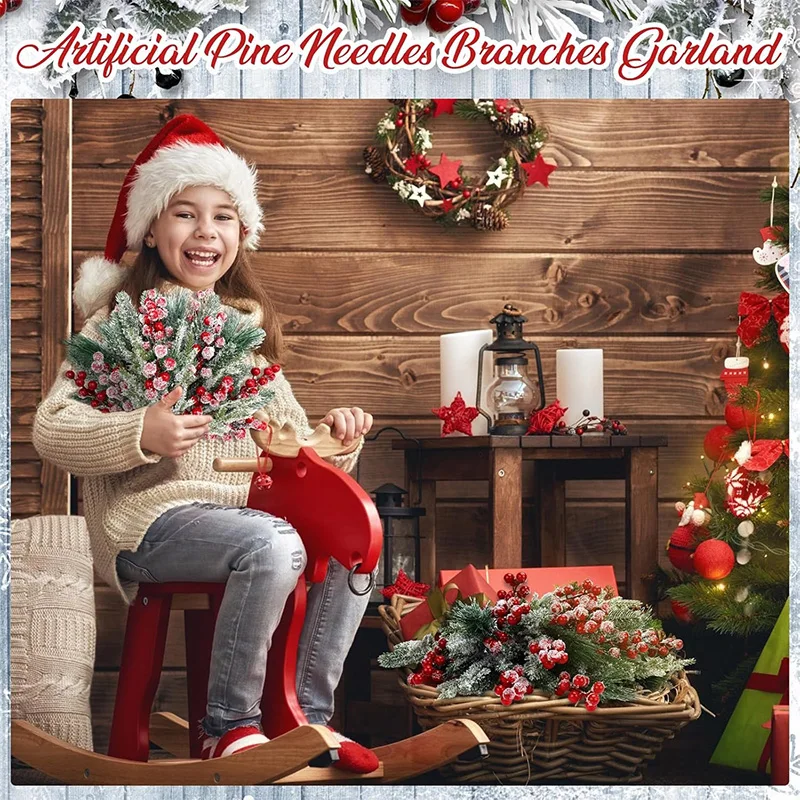 26/20 سنتيمتر زينة عيد الميلاد الاصطناعي الصنوبر إبرة فروع محاكاة الأحمر هولي بيري لعيد الميلاد إكليل ديكور ديكور المنزل 2026 نافيداد #5