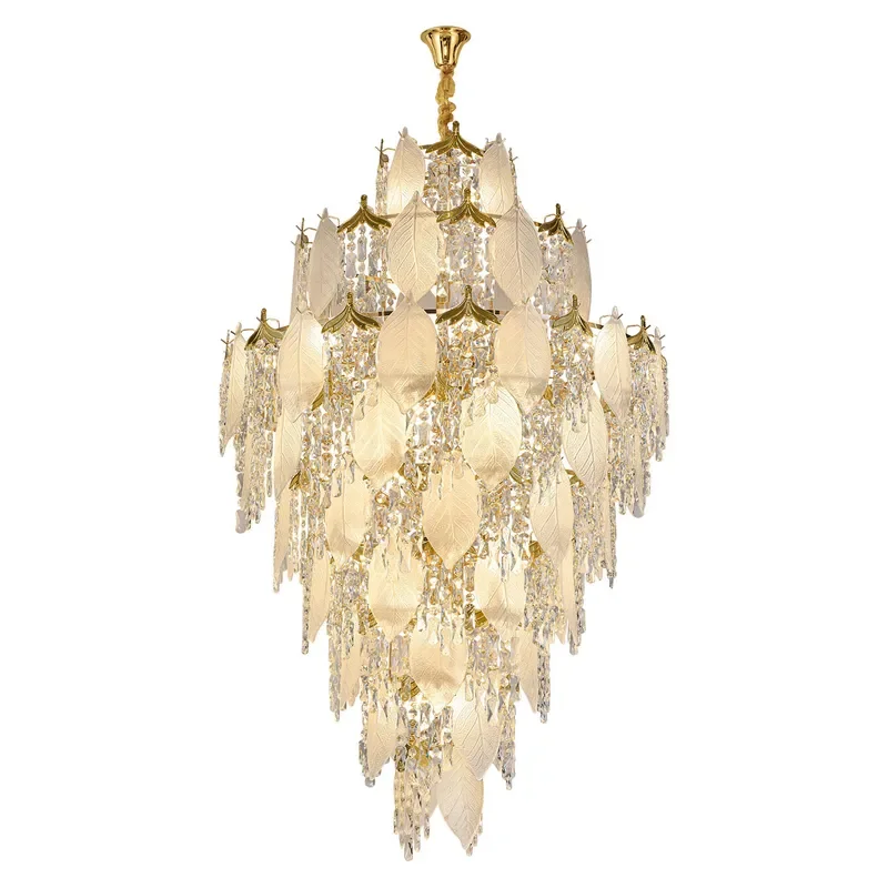 Modern Crystal Chandelier for Villa Living Room Hotel Lobby Duplex Staircase Luxury Pendant Light Fixture