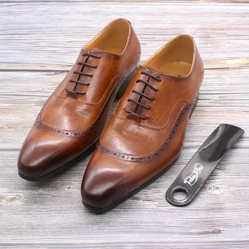 Zapatos Oxford de cuero genuino de lujo para hombre, talla 13, vestido de estilo italiano, zapatos Brogues de boda, calzado Formal con cordones