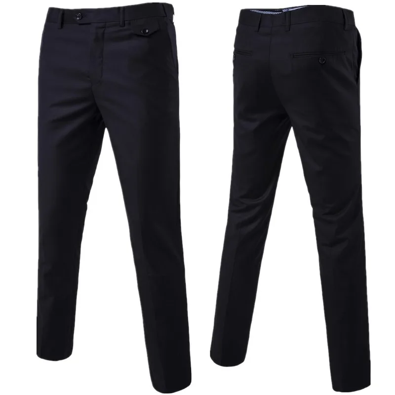 

Men's Straight Leg Dress Pants with Quick-Dry Fabric - Breathable Formal Office Pants, Elastic Waist Business Casual