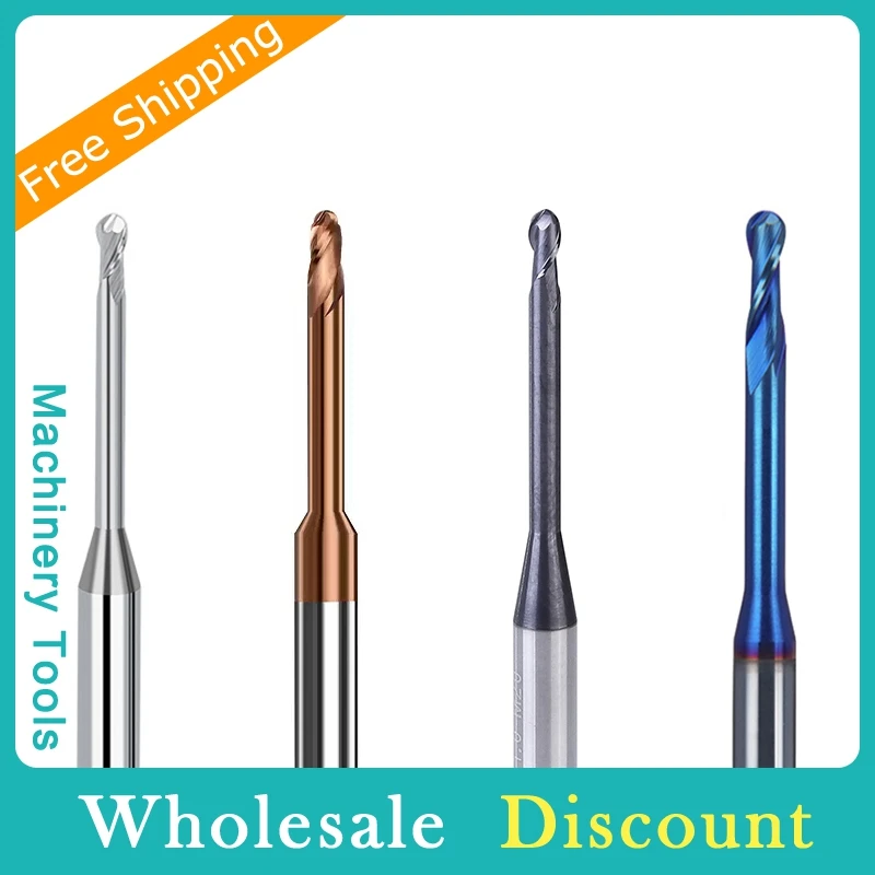 1pc Carbide Milling Cutter Long Neck End Mill Strawberry for Metal Aluminum HRC60 Ball Nose Cutting Endmill Tool CNC Router Bit