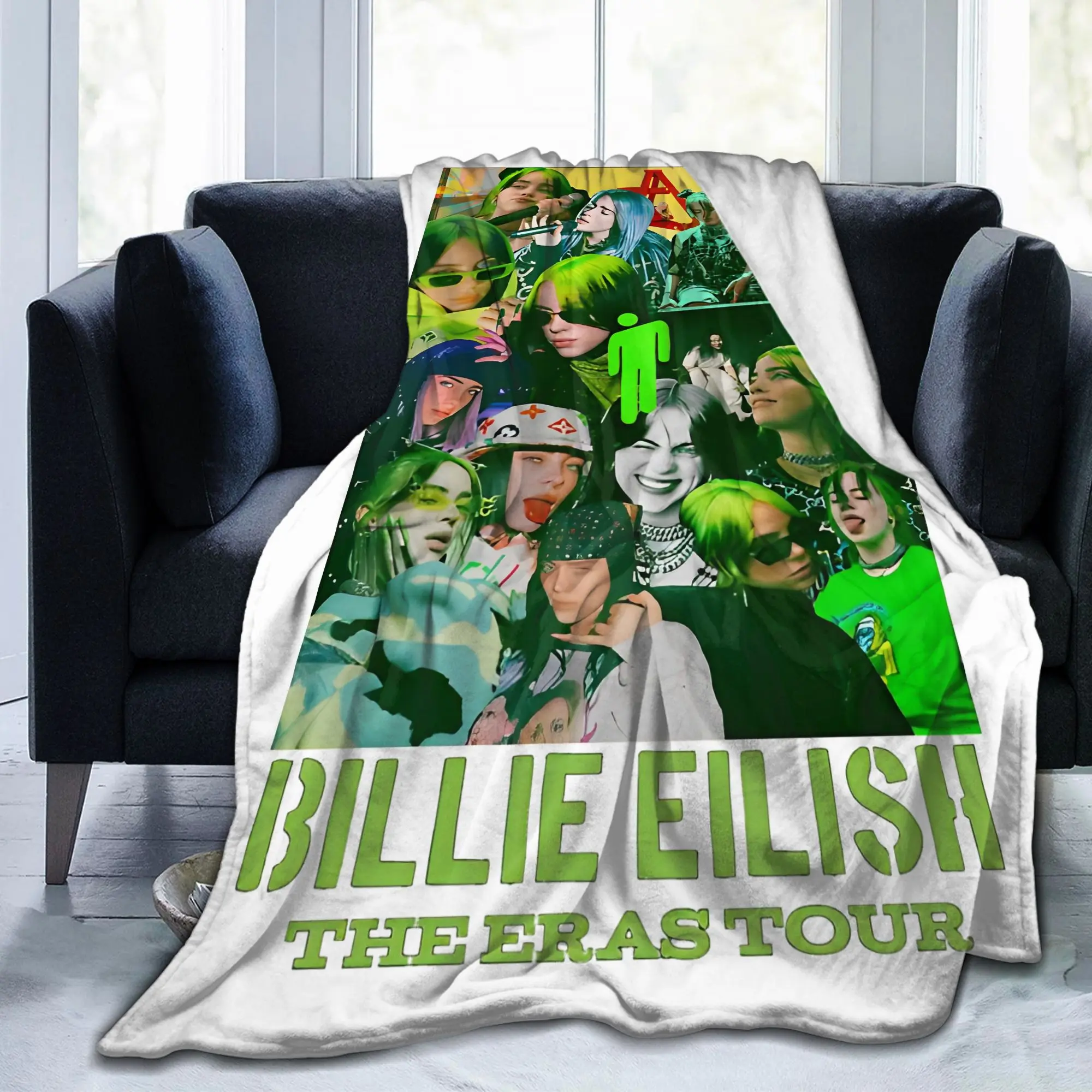 B-Billies Eilish Eras Tour Blanket Flannel Textile Decor  Breathable Ultra-Soft Throw Blankets for Bed Car Bedspreads
