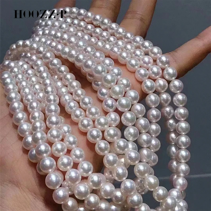 HOOZZ.P Japan Pearl Necklace 6-7mm AA High Quality Akoya Japanese Sea Natural Cultured Jewelry 14K Yellow Gold Au 585 Wedding