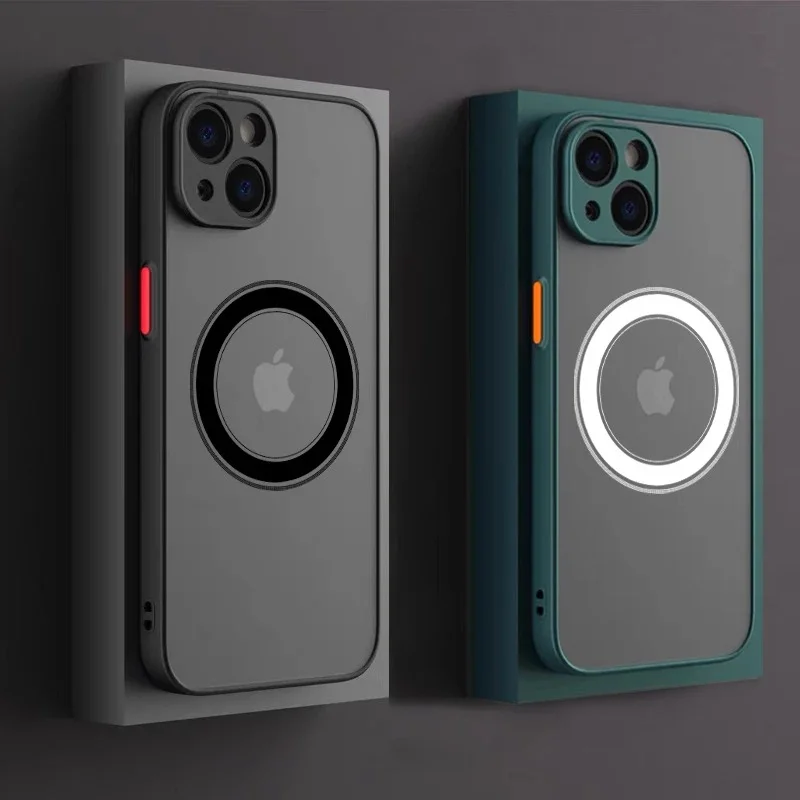 Funda Magnética de Lujo con Acabado Mate para Carga Inalámbrica Magsafe, Compatible con iPhone 17, 16, 15, 14, 13, 12, 11 Pro Max, Mini, Plus, Antigolpes