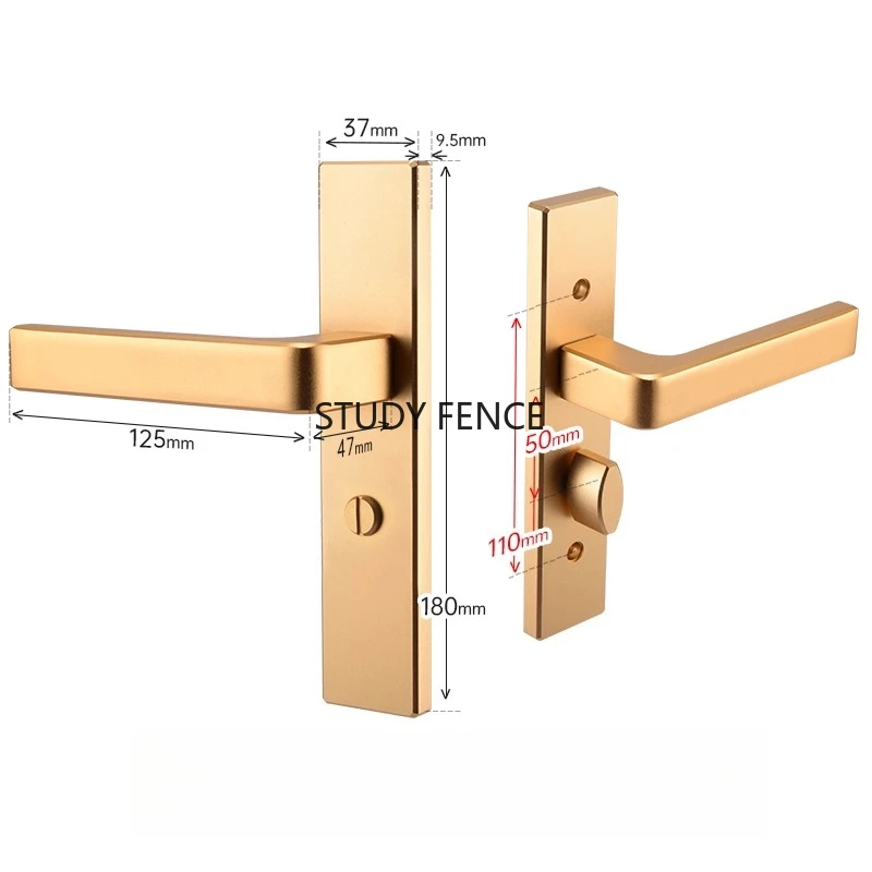 1 set of zinc alloy bathroom door lock bathroom glass bathroom single tongue handle universal keyless lock view 4