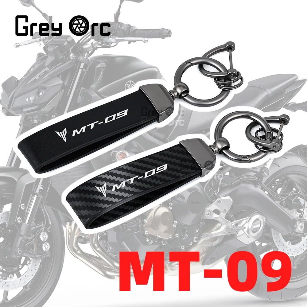 

Брелок MT-09 для Yamaha MT-09 MT09 MT 09, аксессуары для мотоцикла, высококачественный кожаный брелок для ключей, черный/углеродистая текстура