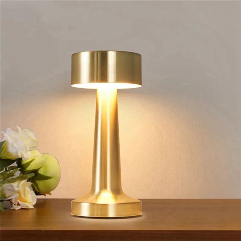 

AS60-3X Retro LED Rechargeable Touch Metal Table Lamp 3 Colors Dimmable Ambient Lights Desk Lamp Bar Room Decor Night Light