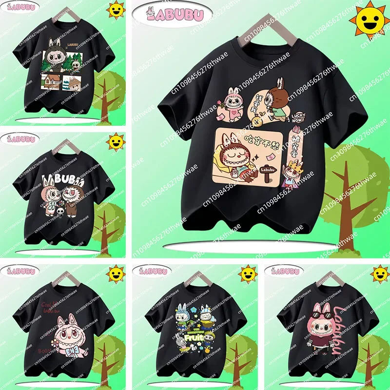 

2025 Summer New Style T-shirt for Children - Short Sleeve Boys and Girls Casual Shirt with Rabab Cartoon Print and Sporty Design