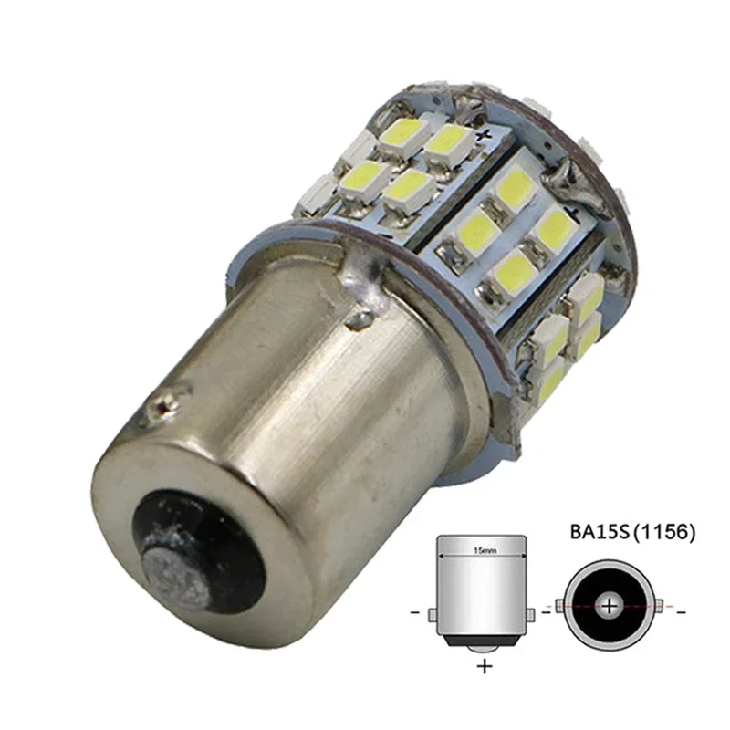 2Pcs BA15S P21W S25 1156 LED Car Brake Tail Lights 50 SMD 1206 DC 12V 24V BAY15D Parking Fog Lamps
