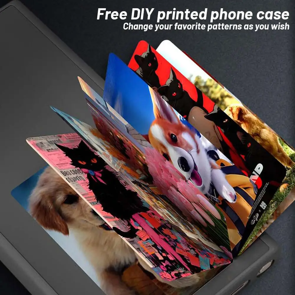 Black Projection Screen DIY Mobile Phone Case Suitable for Samsung S23/S24Ultra Colored Ink Screen Change Patterns As You S K7Y1