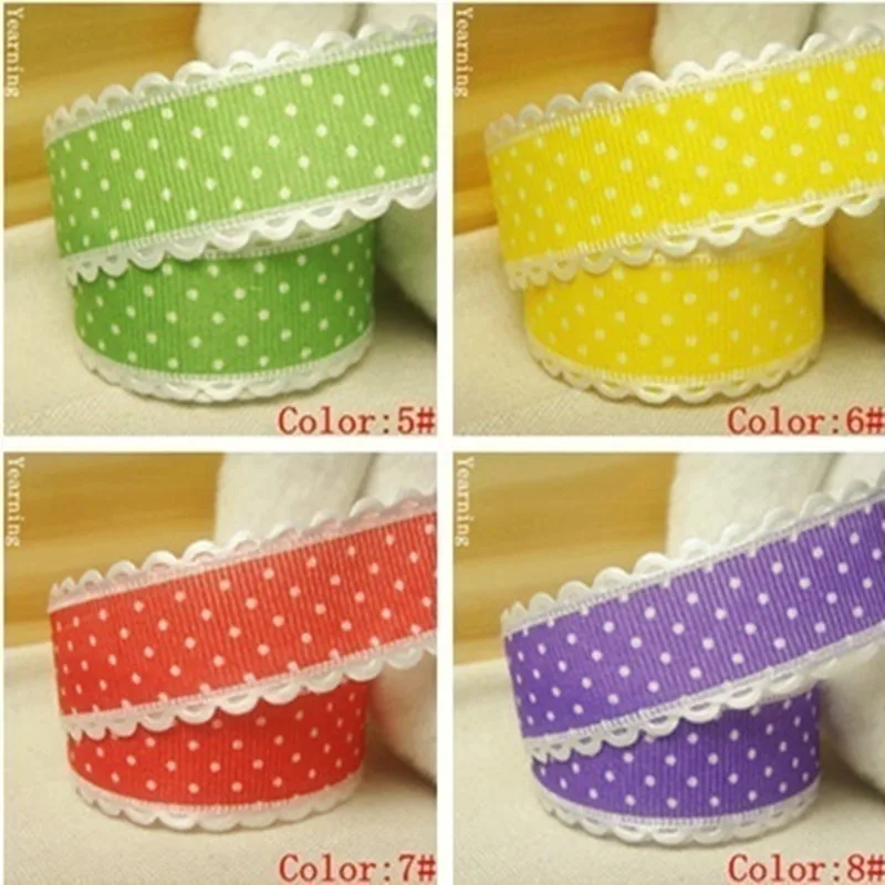 Width 25mm Printed Dot Pattern Ribbon For Children DIY Headwear Wedding Party Scrapbook Decoration Gift Wrap