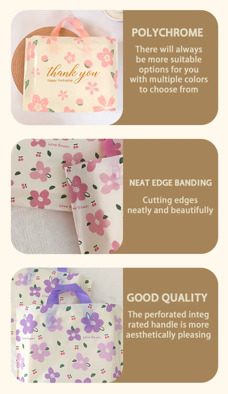 50 Stück Dankeschön-Logo Kleidungsverpackungs-Tragetaschen für Feiertage und Partys – Detail 3
