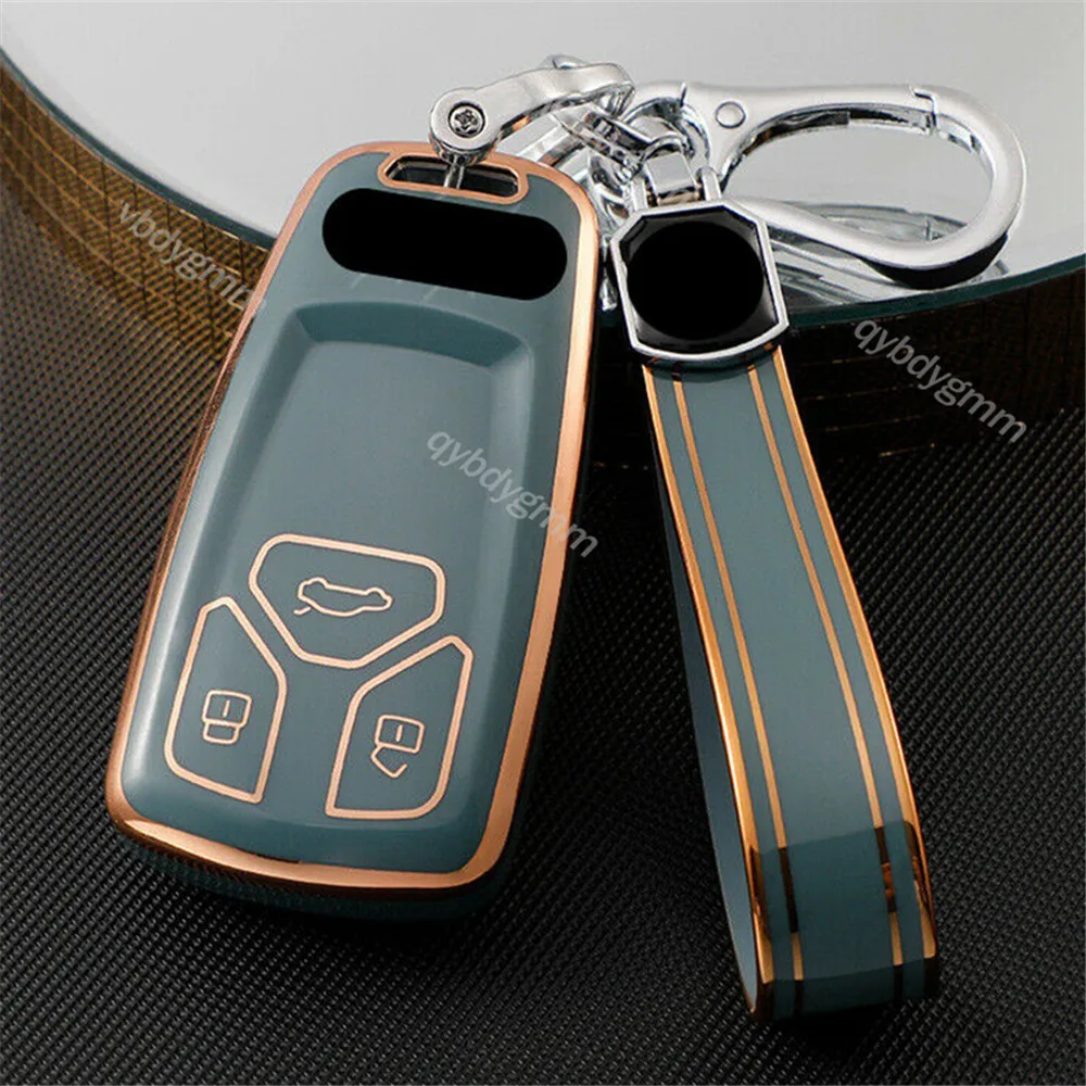 Remote Car Key Fob Shell Holder Keychain Ring Skin For Audi Q7 TTS A3 A6L S7 8S TT TPU Auto Key Cover Case Holder Keyless