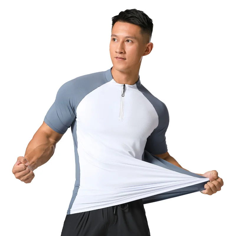 

Men Fitness Sport T-shirt Quick Dry Short Sleeve Gym Moisture Wicking Running Jogging Tee Male Training Exercise Casual Tops