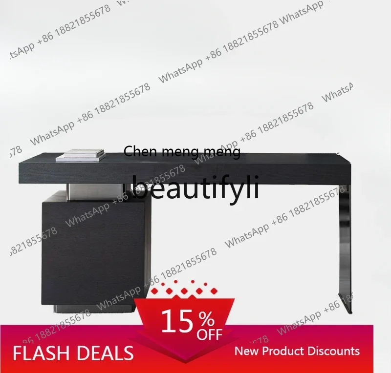 

11Italian minimalist study desk bookcase combination, modern minimalist office desk home decoration accessories