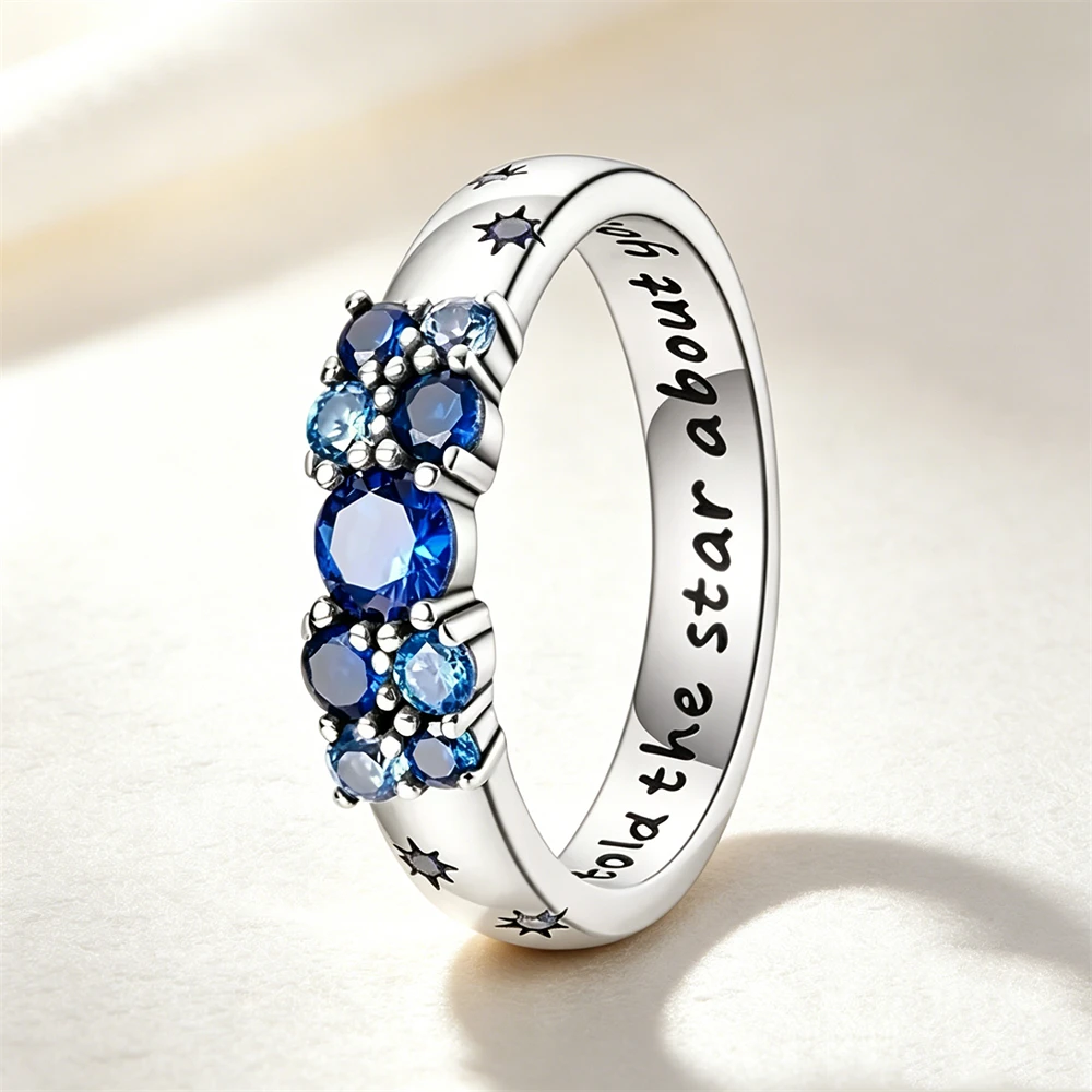 Women's 925 Silver Pink Blue Butterfly Love Ring