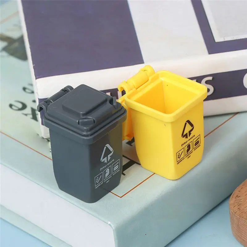 T84C-5 ชิ้น ถังขยะจิ๋วจำลองสำหรับบ้าน อะไหล่ตกแต่งเฟอร์นิเจอร์ รถเก็บขยะ ถังขยะริมทาง ของขวัญ