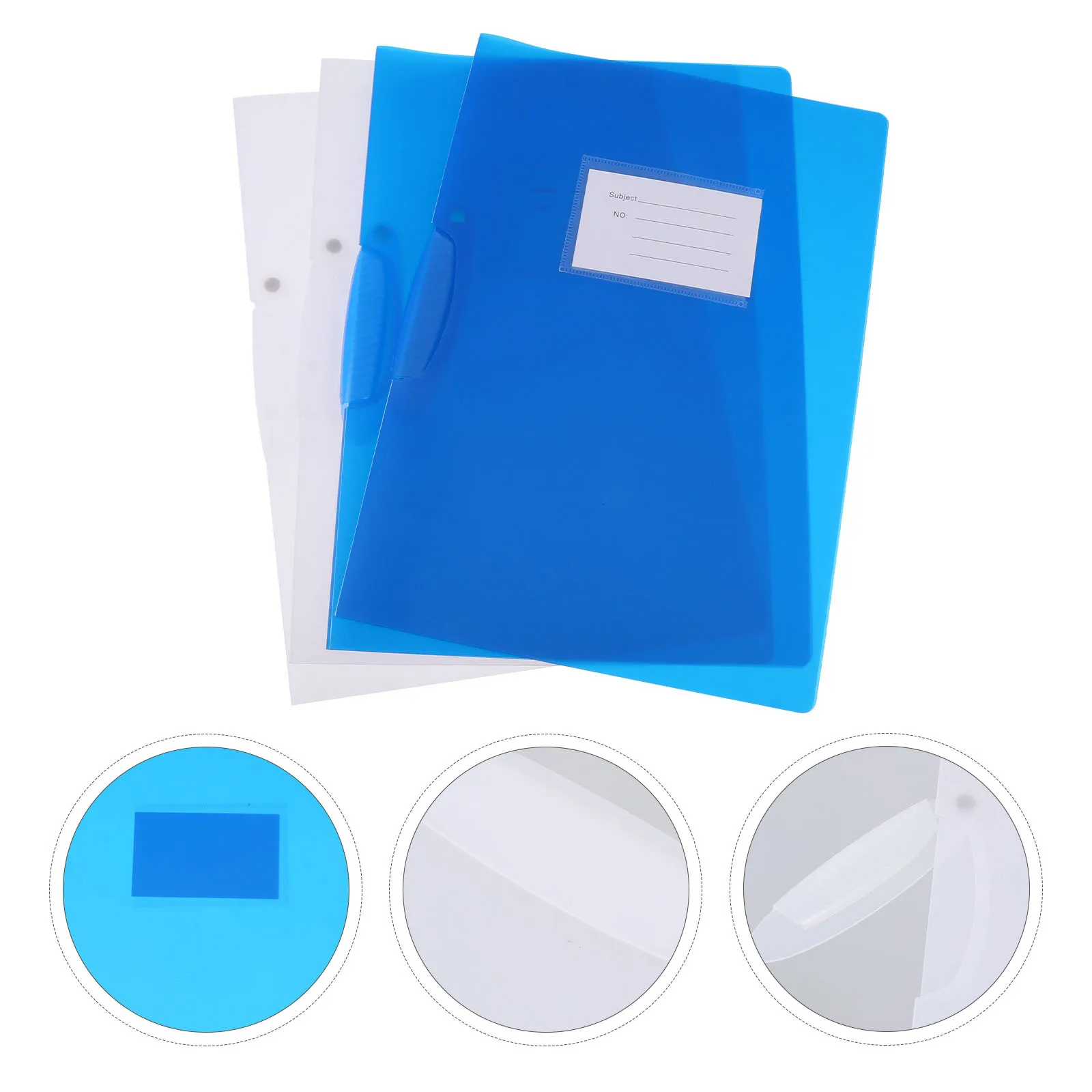 

4pcs A4 Folders Plastic Report Binders For Office School Use Rotating Clip Design Multi-Functional Document Organizer