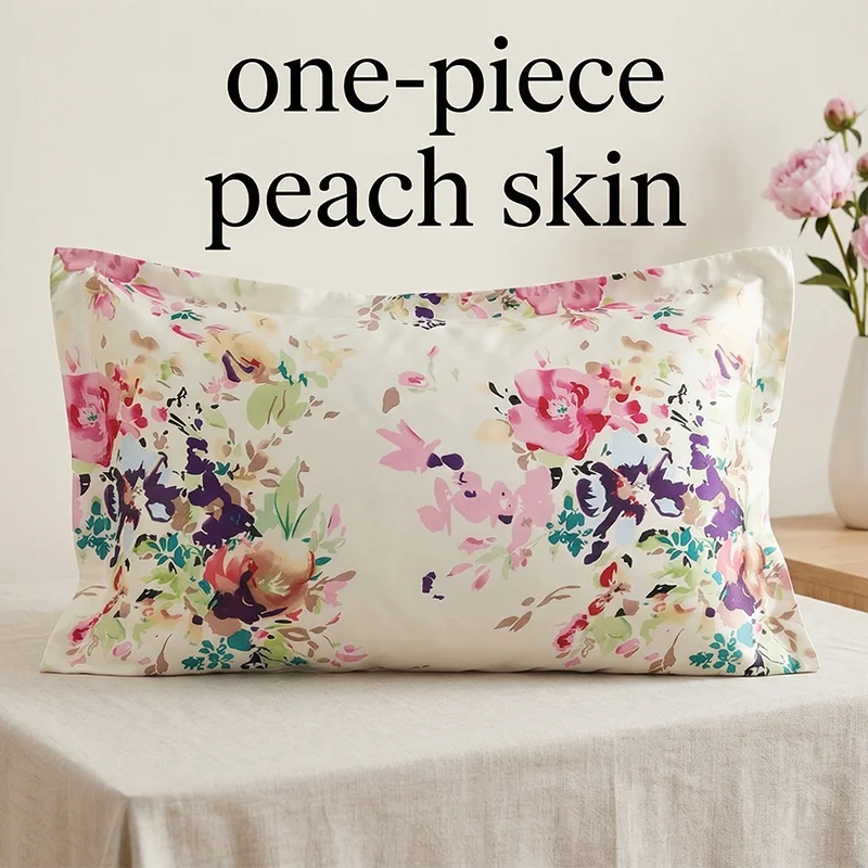 

1 Pc Country Style Floral Pillowcase Peach Skin Rectangular Pillow Cover Romantic Flowers Cushion Case for Bedroom Home Decor