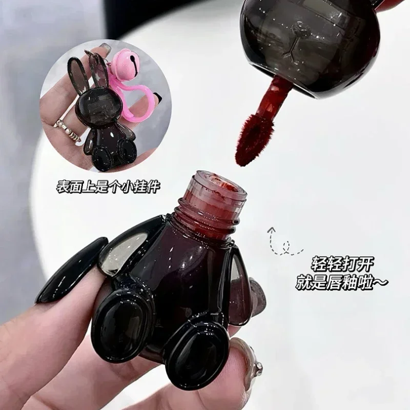 Gege Bear Black Rabbit Wasserglanz-Lippenglasur-Spiegel, feuchtigkeitsspendend, pralle Lippen, getönt, nicht leicht zu kleben, langanhaltendes Make-up