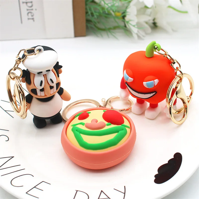 Pizza Tower Keychain Figure Toys Chili Man Chef Cute Anime Dolls Ornament Pendant Bag For Children Educational Christmas Gifts
