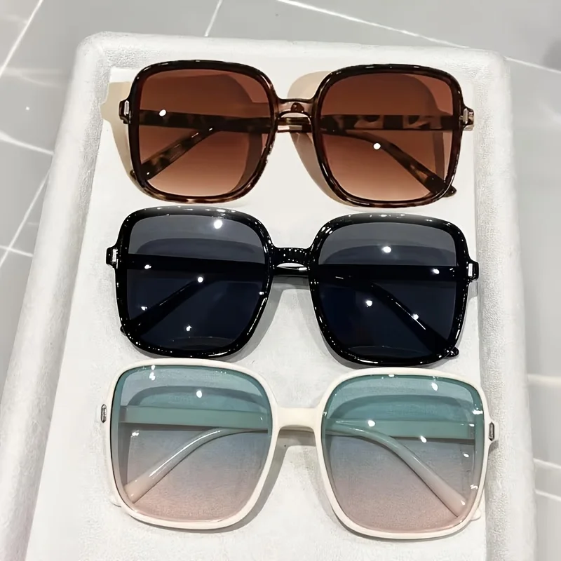 3 Stück Neue Reisnagel-Quadrat-Sonnenbrille Damen Markendesigner Mode Sonnenbrillen Sommer Outdoor Reise Brillen UV400