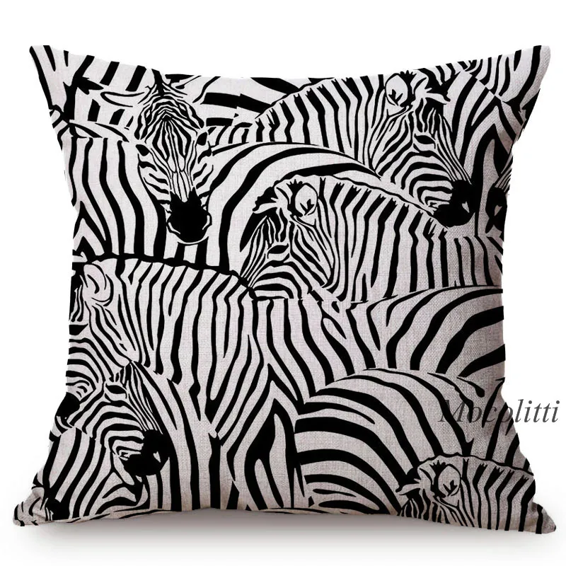 Abstract Zebra Pattern Sofa Throw Pillow Case Africa Animal Sketch Art Home Decoration Cotton Linen Square Cushion Cover cojines