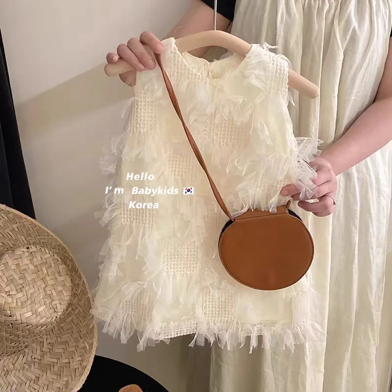 

Girls Skirt Korean Version 2024 New Summer Womens Dress Fashionable Temperament Sundress Little Girl Fairy High-grade Dress