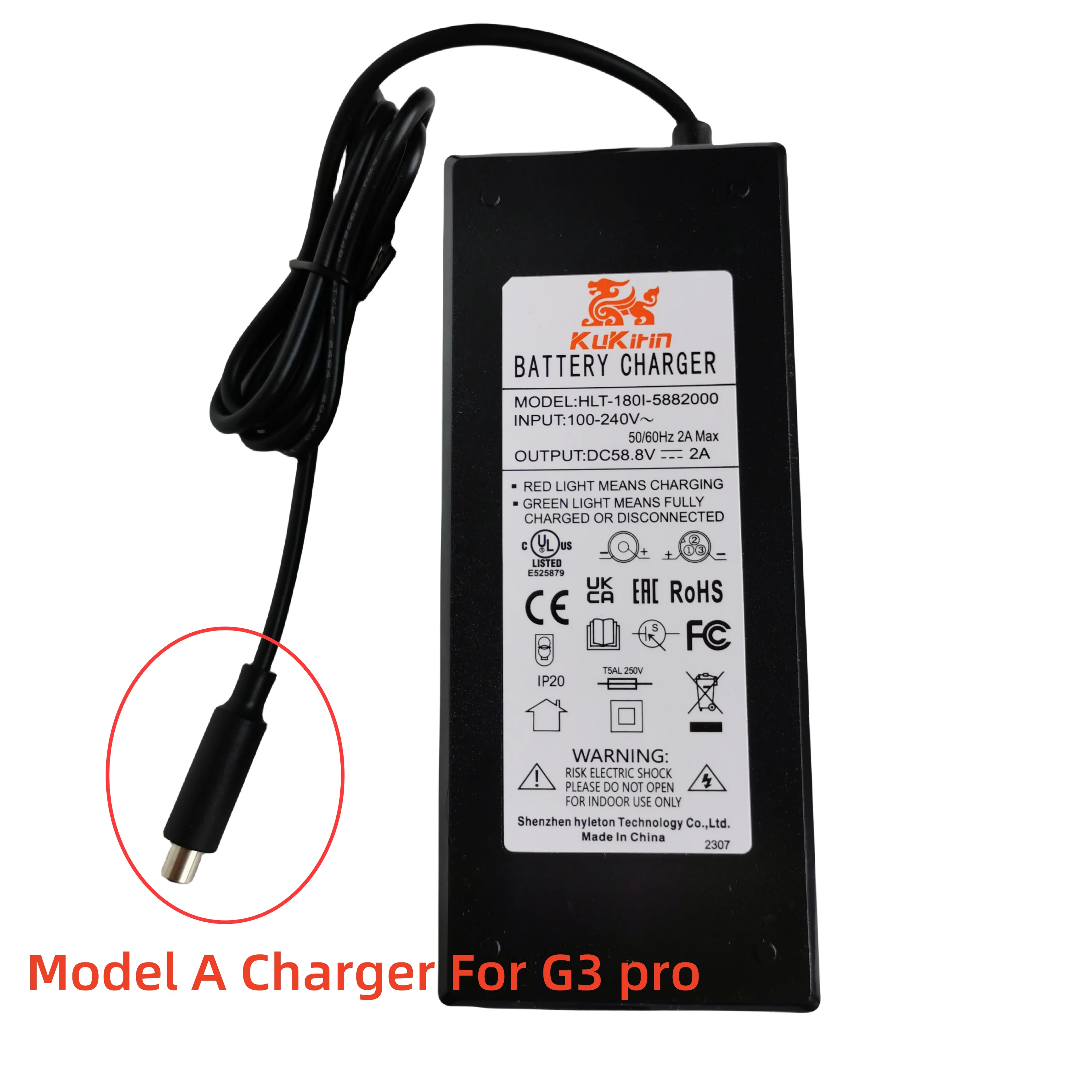 Original Kugoo Kukirin G3 Pro Battery Charger Electric Scooter 58.8V 2.0A Lithium Charger  Parts Replacement Accessories