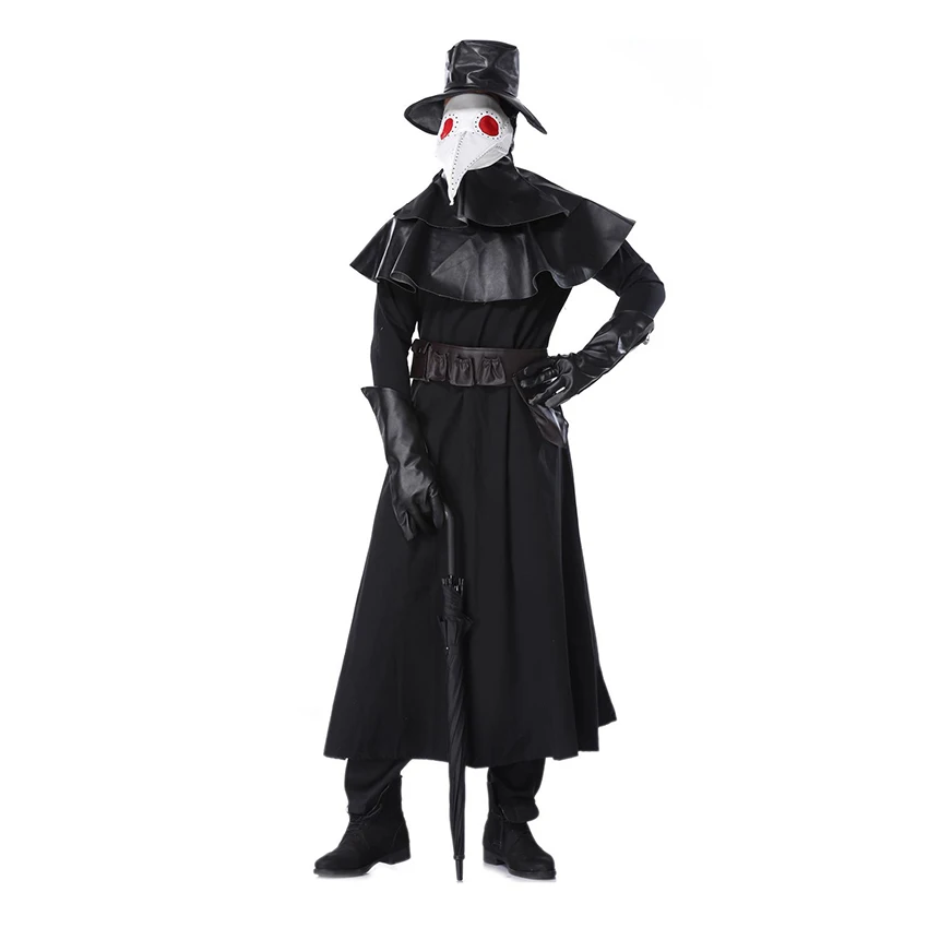 

Plague Doctor Steampunk Leather Halloween Costume for Men Medieval Dress Adult Wizard Gothic Beak Mask Cosplay Carnival Robe