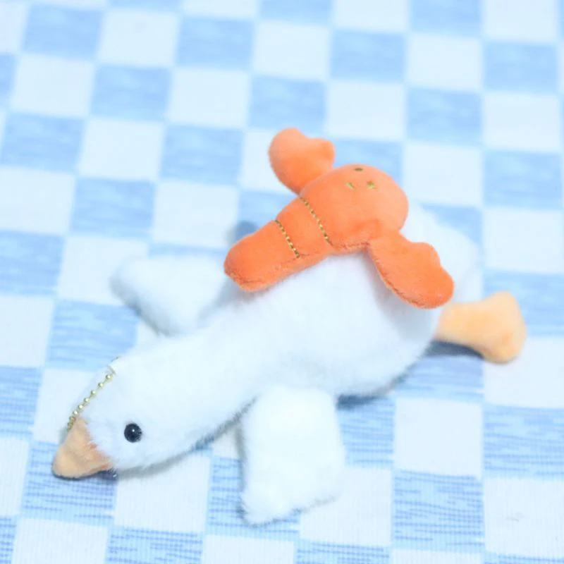 Cute Plush Cartoon Duck Keychain, Lofty Car Bag Doll Charm; Features Pullable Crayfish, Turtles, Bees, Love Pendant