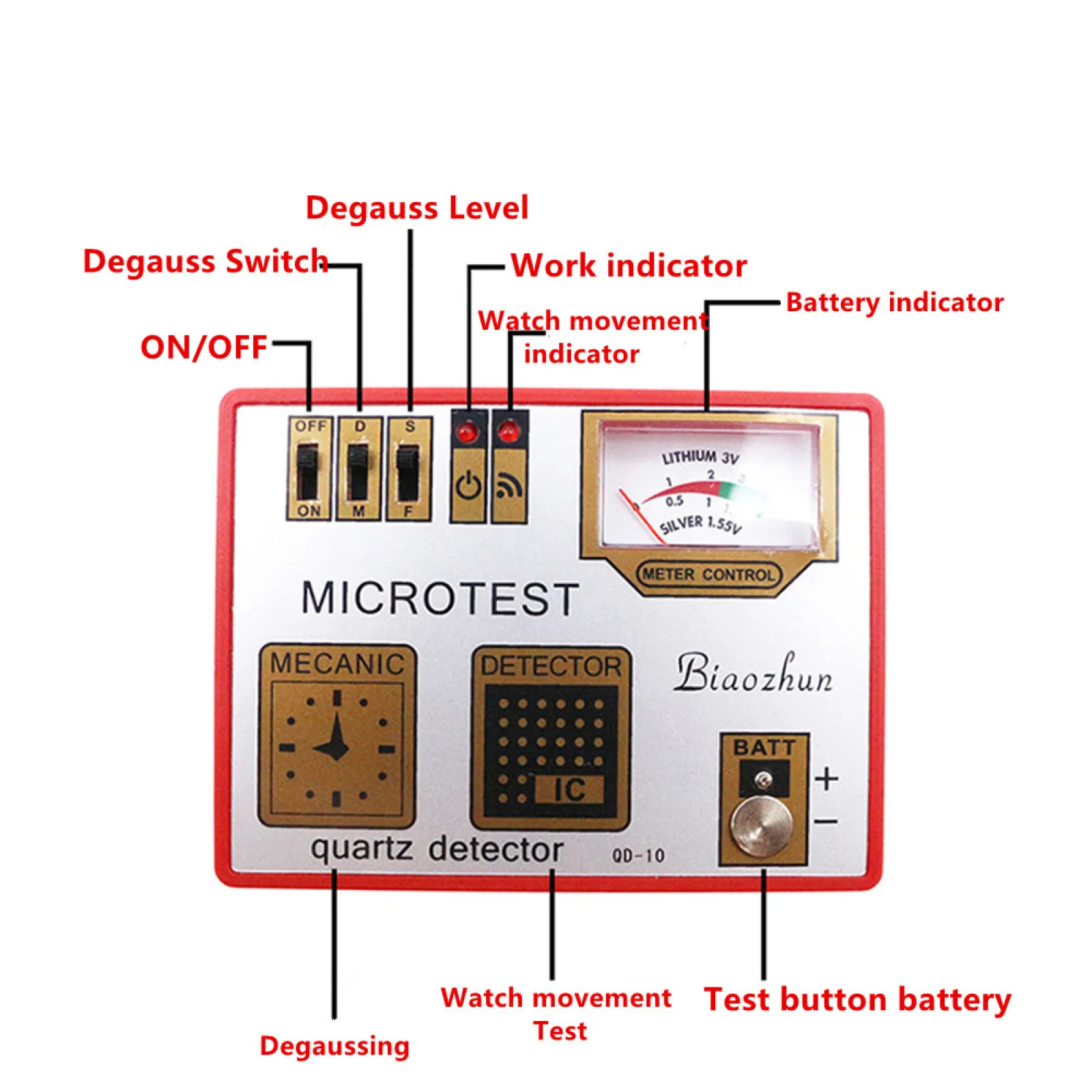 Portable Watch Battery & Movement Tester with Demagnetizer, Compact Repair Tool for Mechanical Quartz Watch