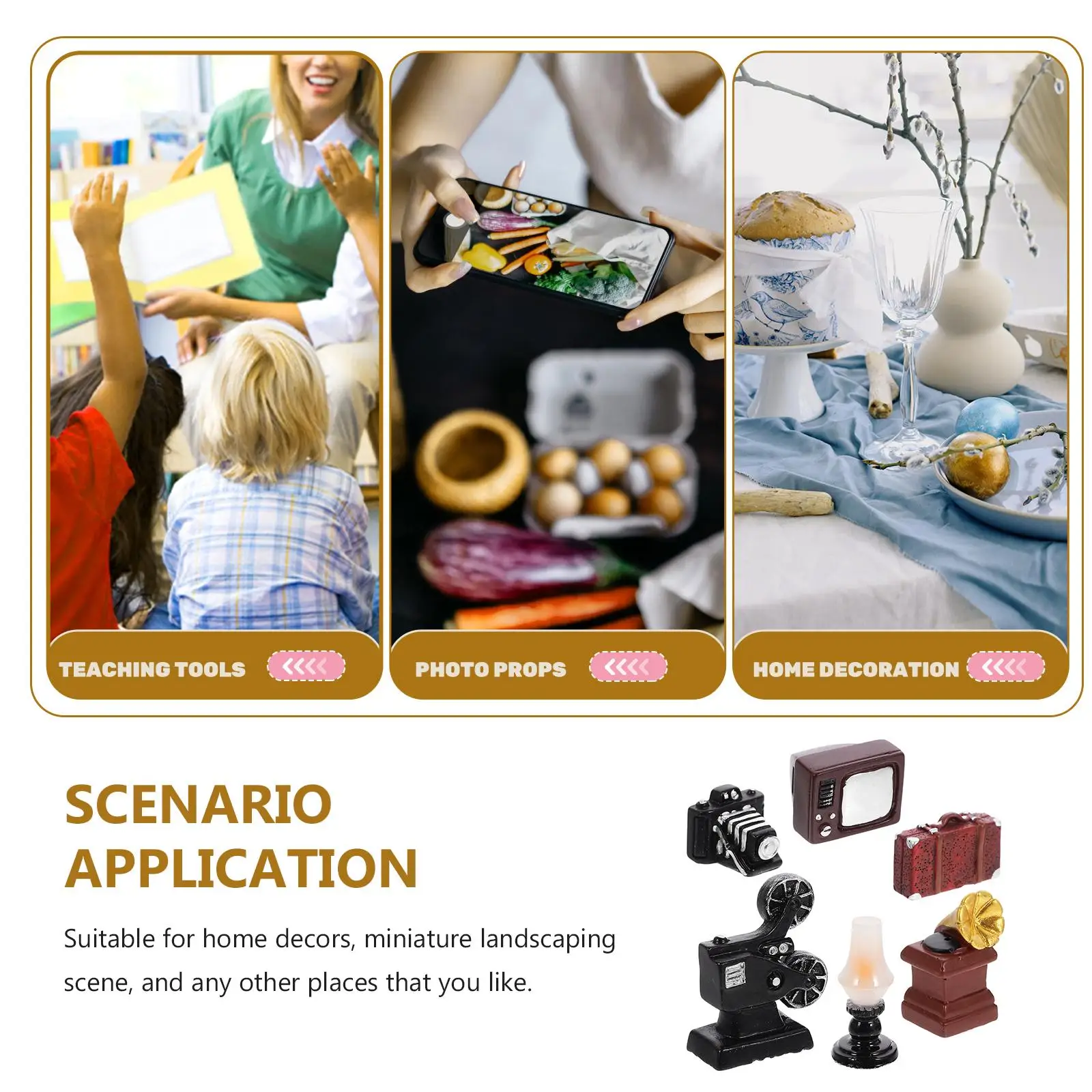 Ornamenti per fotocamera retrò Mini casa Decorazioni per la casa vintage Mobili in miniatura Accessorio nostalgico Scena desktop Prop