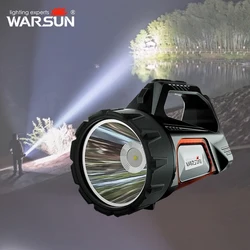 Warsun Solar Energy Searchlight Rechargeable Ultra Bright Camping Flashlights ABS Portable Powerful Lantern Torches For Hiking