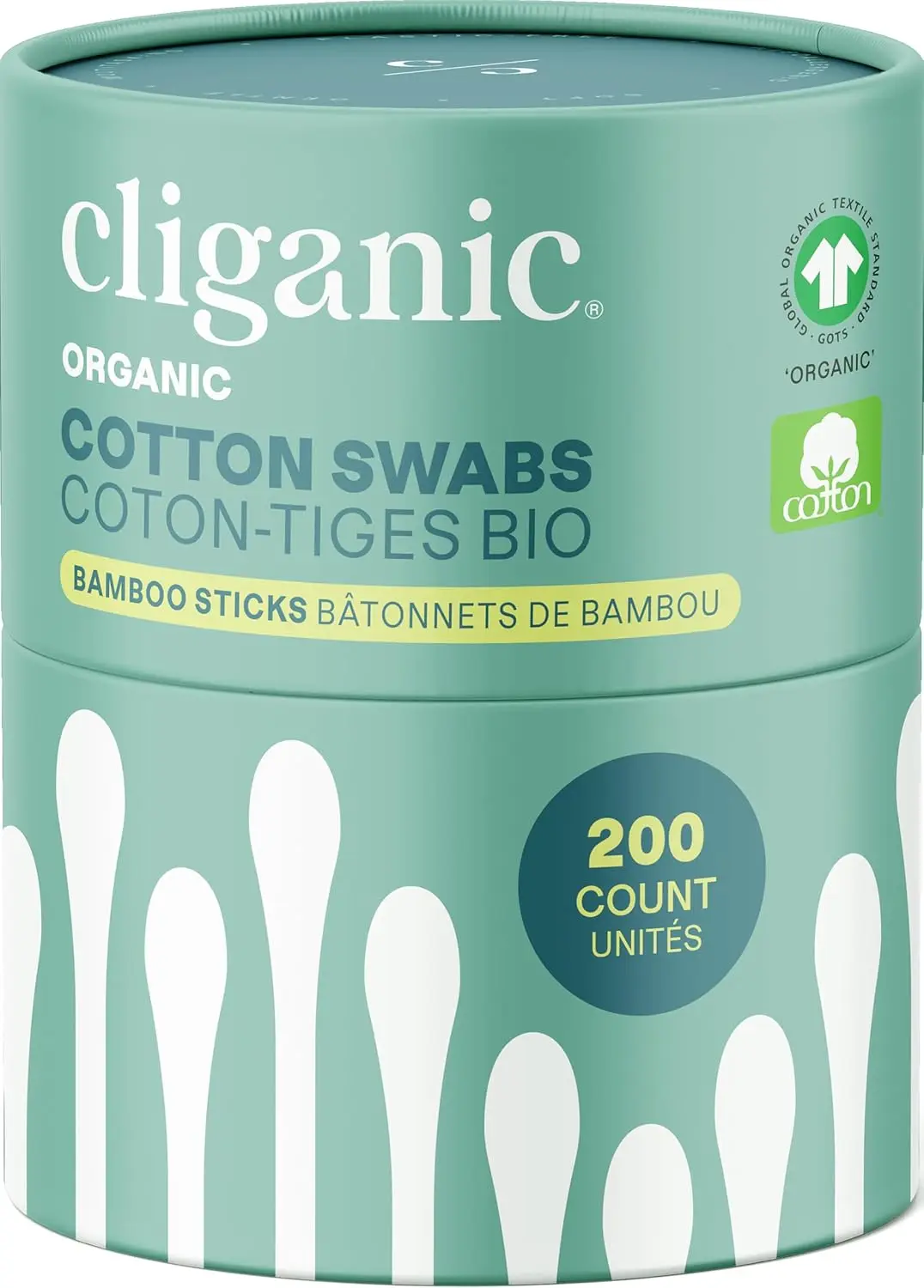 

Organic Bamboo Cotton Swabs, 200 Count - 100% Pure Natural Cotton, Chlorine-Free Hypoallergenic, Soft & Gentle